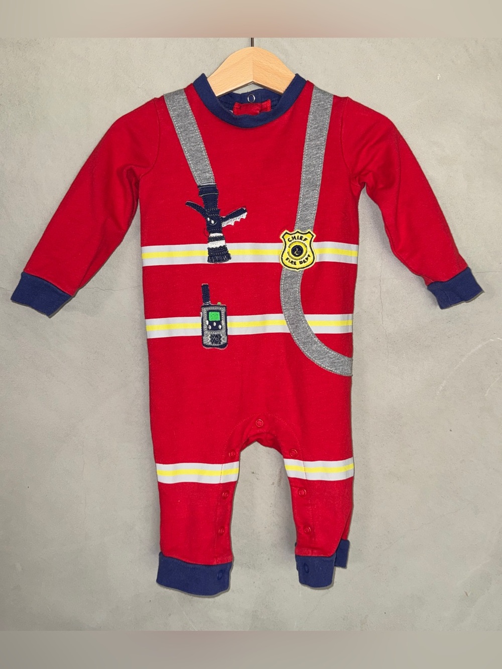 HTF Baby Boden Firefighter Fireman romper onesie 6-9 months